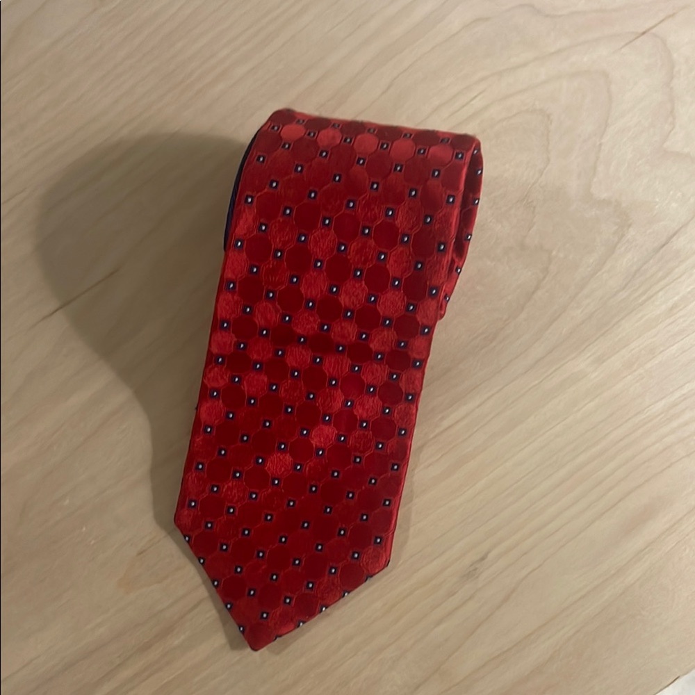 Tommy Hilfiger Red Silk Tie with Black Accents